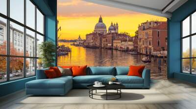 Venice city and canal with sunrise view panorama Wall mural