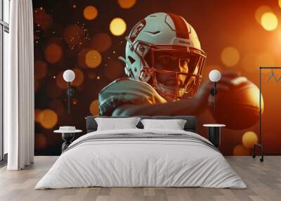 American Football Quarterback in Action on the Field Wall mural