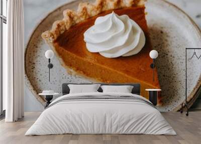 Delicious Pumpkin Pie with Whipped Cream Topping Wall mural