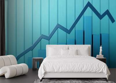 Steady Growth Chart on Blue Background Wall mural