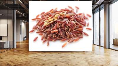 A close-up of uncooked red rice grains on a white background Wall mural