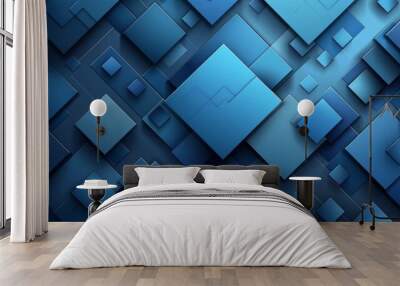 A gradient blue background with geometric light and dark blue squares, vector illustration Wall mural