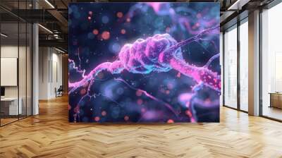 A modern graphic of brain cells, focusing on the complexity of neural networks Wall mural