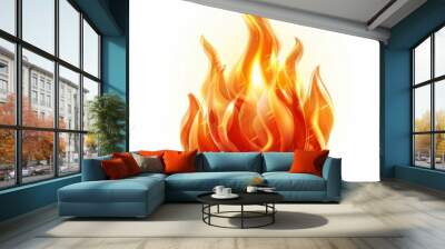 A traditional fire symbol with realistic flames and a classic look, set on a white background Wall mural