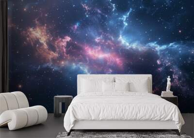 Beautiful space background with a nebula, shining stars, and cosmic stardust Wall mural