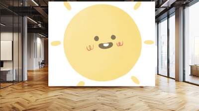 sun smile happy cartoon watercolor  illustration Wall mural