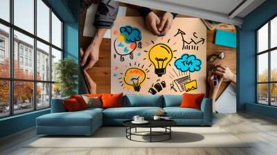 Creative business team brainstorming and ideating for innovative projects. Business growth. Innovation. Entrepreneur or entrepreneurialism. Wall mural