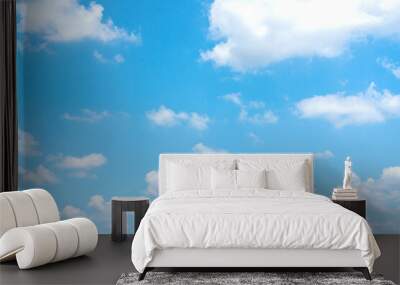 Beautiful nlue sky with white clouds. Copy space, wallpaper Wall mural