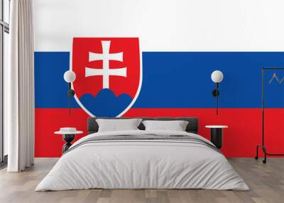 Official national Slovakia flag. Accurate dimensions and official colors. Symbol of patriotism and freedom. Vector illustration Wall mural