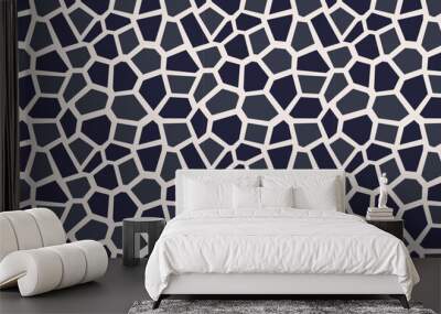 A pattern of black and white squares with a blue background Wall mural