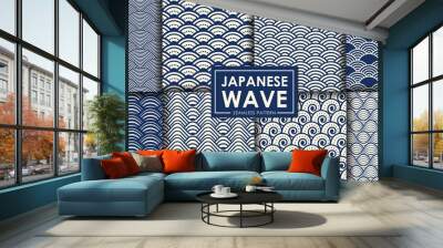 Japanese wave seamless pattern collection, Abstract background, Decorative wallpaper. Wall mural