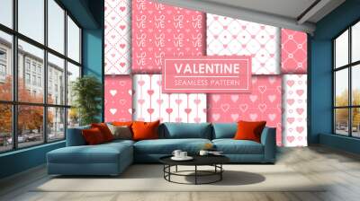 Valentine hearts seamless pattern set, Decorative wallpaper. Wall mural