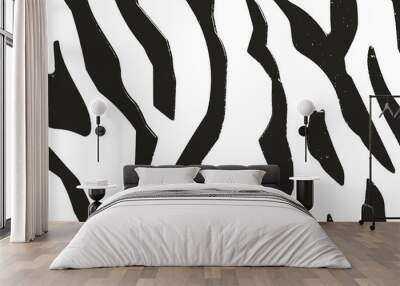 Zebra texture black and white glossy background Wall mural