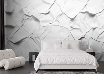 A close-up image of crumpled white paper, showcasing its textured folds and creases Wall mural