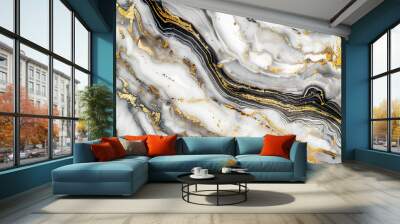 Marble granite white with gold texture Wall mural