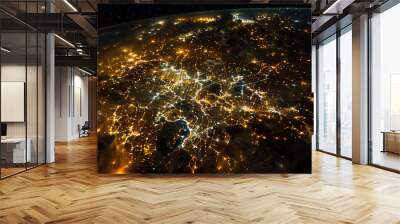 Night city view from space Wall mural