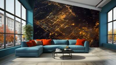 Night city view from space Wall mural