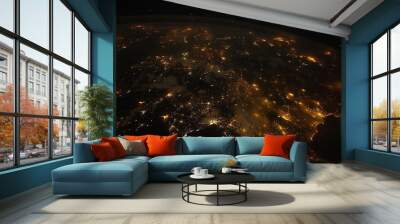 Night city view from space Wall mural