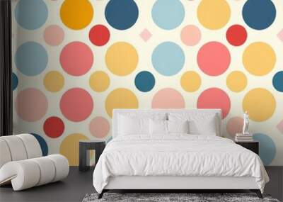 A vibrant wallpaper design featuring simple geometric shapes in pastel colors, creating a cheerful and playful atmosphere. Ideal for modern decor and artistic interiors Wall mural