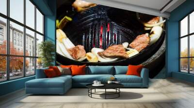 delicious grilled meat on barbecue Wall mural