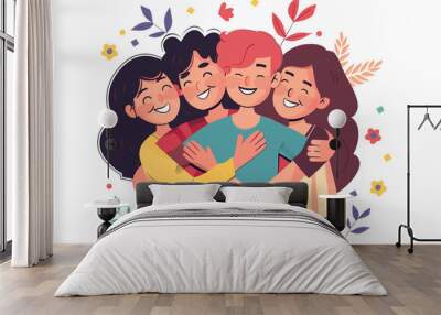 Friendship Day, a worldwide celebration of human connection, vector style Wall mural