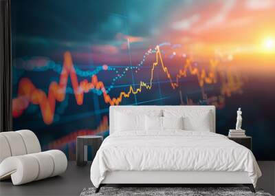 stock market charts with bullish trends, finance, growth chart Wall mural