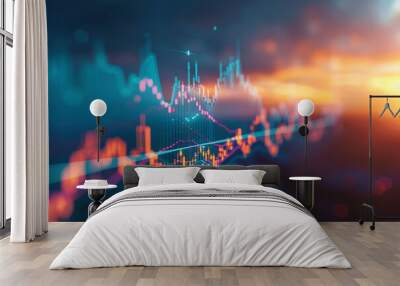 stock market charts with bullish trends, finance, growth chart Wall mural