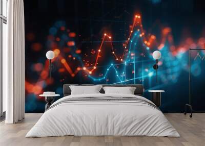 stock market charts with bullish trends, finance, growth chart Wall mural