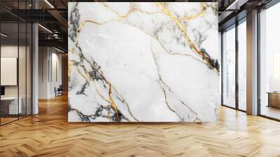 White marble with golden lines background Wall mural