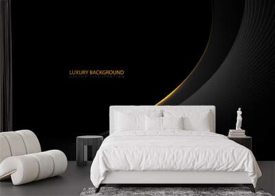 Abstract black gold line dynamic luxury curve smooth design modern premium elegant background vector Wall mural