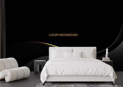 Abstract black gold line dynamic luxury curve smooth with blank space design modern premium elegant background vector Wall mural