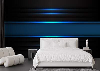 Abstract blue banner line light on black design modern futuristic background vector illustration. Wall mural