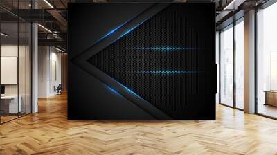 Abstract blue light arrow on black with hexagon mesh design modern luxury futuristic technology background vector illustration. Wall mural