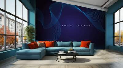 Abstract blue line wave curve design modern luxury technology futuristic background vector Wall mural