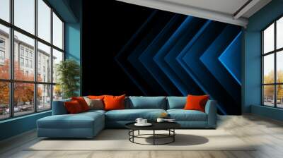 Abstract blue metallic arrow direction geometric on black design modern futuristic technology creative background vector Wall mural