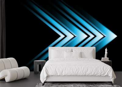 Abstract blue metallic arrow direction geometric on black with blank space design modern technology futuristic background vector Wall mural