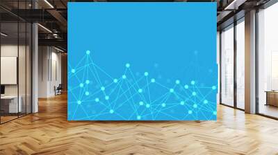 Abstract blue point polygon line internet connect network technology futuristic background vector illustration. Wall mural