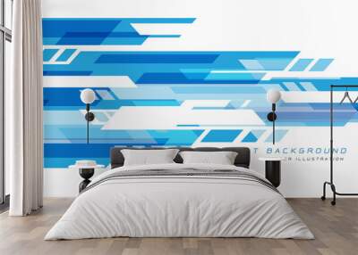 Abstract blue white geometric speed technology futuristic design background vector illustration. Wall mural