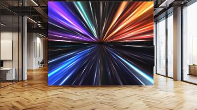 Abstract color light speed zoom fast night background vector Wall mural