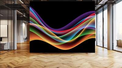 Abstract colorful wave curve motion on black background luxury vector illustration. Wall mural