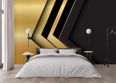 Abstract gold black arrow direction on dark grey blank space design modern futuristic background vector illustration. Wall mural