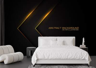 Abstract gold line light arrow direction on black design modern luxury futuristic background vector illustration. Wall mural