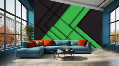 Abstract green black line arrow shadow direction design modern futuristic background vector illustration. Wall mural