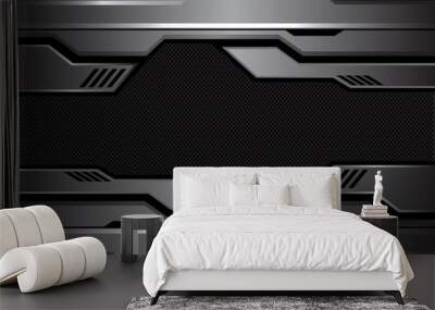 Abstract metal futuristic with dark circle mesh center space design modern background vector illustration. Wall mural