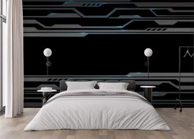 Abstract metal grey polygon circuit  blue light line futuristic technology on black design modern background vector illustration. Wall mural