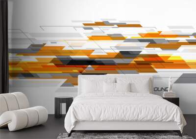 Abstract orange grey speed geometric dynamic creative on white design modern futuristic technology background vector illustration. Wall mural