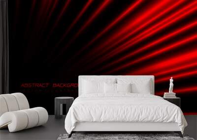 Abstract red light fast zoom speed on black design modern luxury futuristic technology background vector Wall mural