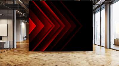 Abstract red metallic arrow direction geometric on black design modern futuristic technology creative background vector Wall mural