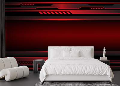 Abstract red metallic circuit cyber with blank space design modern futuristic technology background vector illustration. Wall mural