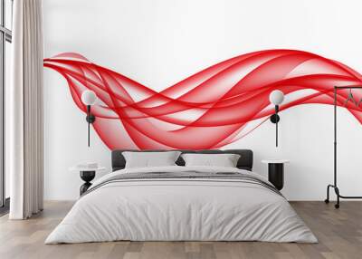 Abstract red wave on white design modern background vector illustration. Wall mural